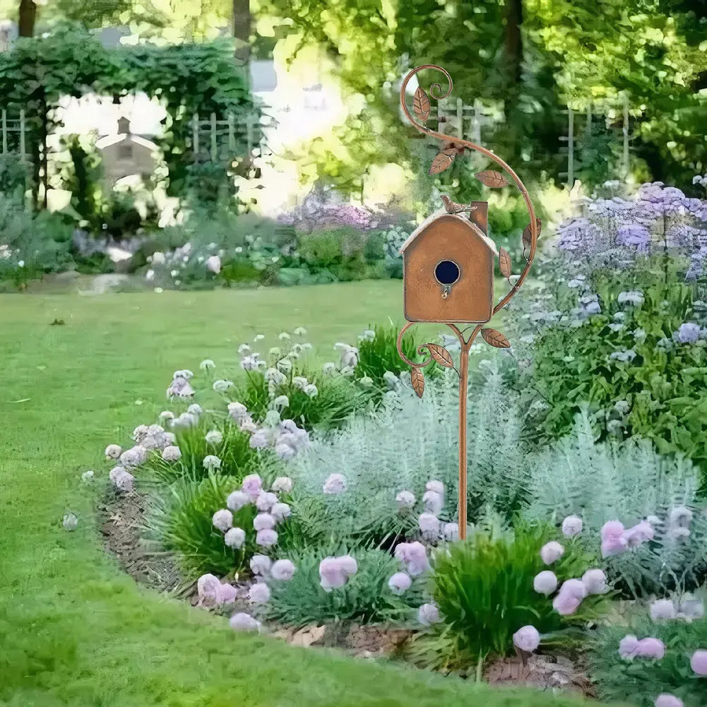 Cozyra - Featherhaven Metalen Vogelhuisje met Paal Duurzame Tuindecoratie